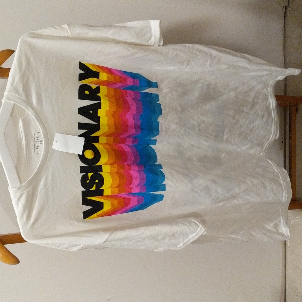 Return to sender VISIONARY white rainbow t-shirt sz. XXL